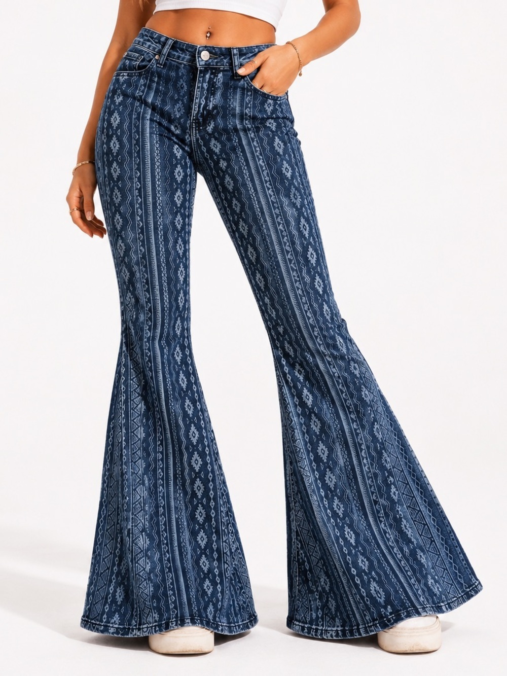 Shyanne Indigo‎ Tribal Print Flare Jeans